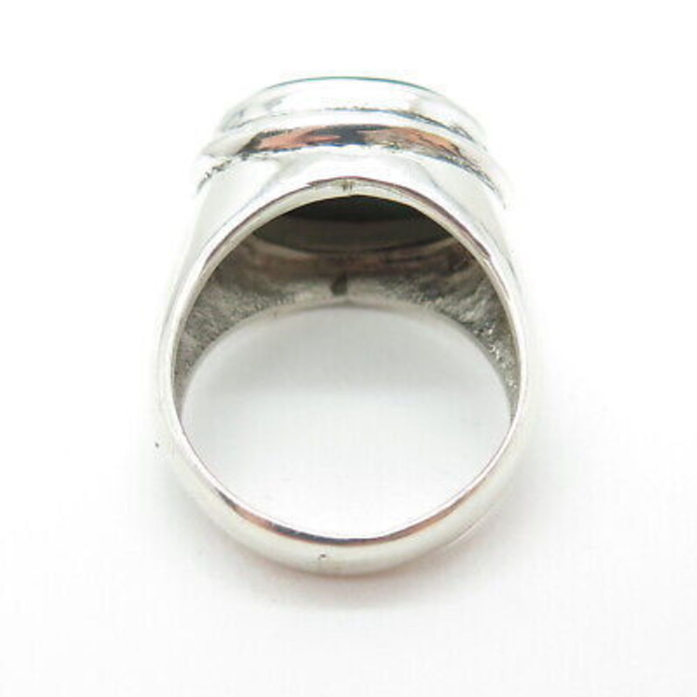 Elegant Malachite Green Stone Silver Ring - Picture 5 of 8